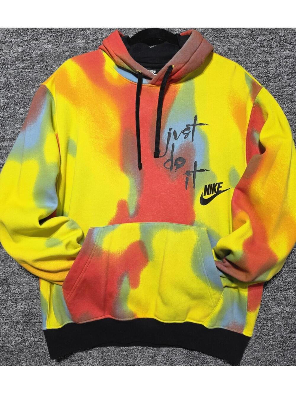 Nike Tie-Dye Pullover Hoodie in Yellow, Red, Blue